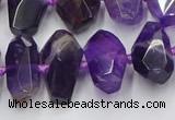 CNG7855 15.5 inches 8*12mm - 15*25mm faceted nuggets amethyst beads