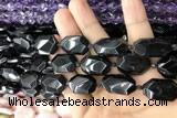 CNG7869 13*18mm - 18*25mm faceted freeform black tourmaline beads