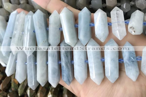 CNG7906 10*25mm - 12*45mm faceted nuggets aquamarine graduated beads