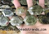 CNG7911 22*30mm - 25*35mm faceted freeform green garnet beads