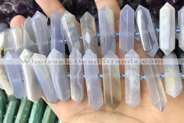 CNG7925 8*22mm - 12*40mm faceted nuggets blue chalcedony beads