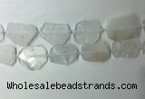 CNG7970 25*30mm - 35*45mm freeform white crystal slab beads