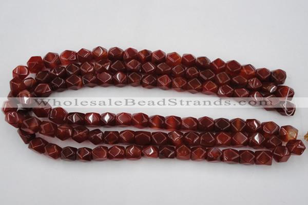 CNG802 15.5 inches 9*12mm faceted nuggets red agate gemstone beads