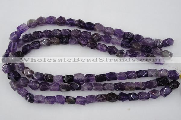 CNG816 15.5 inches 9*12mm faceted nuggets amethyst beads