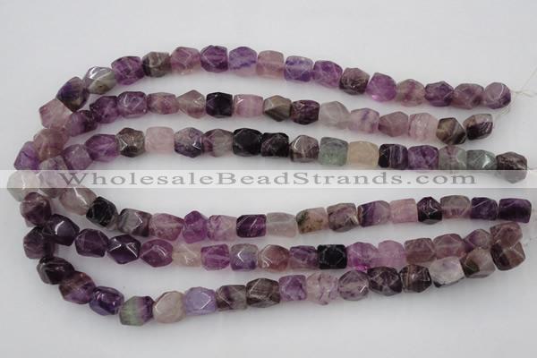 CNG817 15.5 inches 9*12mm faceted nuggets fluorite beads