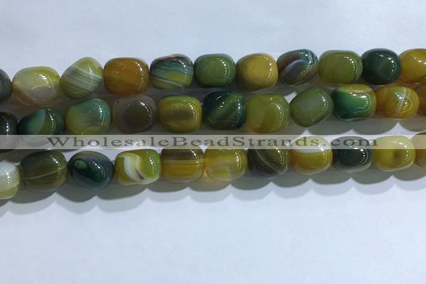 CNG8193 15.5 inches 10*14mm nuggets striped agate beads wholesale