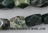 CNG845 15.5 inches 13*18mm faceted nuggets moss agate beads