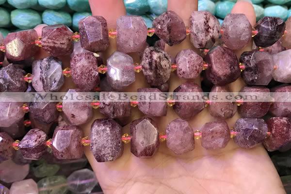 CNG8594 12*16mm - 13*18mm faceted nuggets strawberry quartz beads