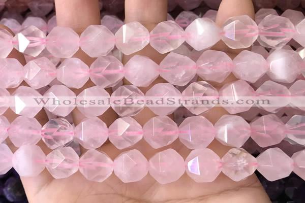 CNG8694 15.5 inches 12mm faceted nuggets rose quartz beads