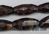 CNG883 15.5 inches 13*28mm faceted rice tiger iron nugget beads