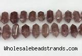 CNG8900 10*25mm - 14*30mm faceted nuggets strawberry quartz beads