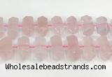 CNG8910 10*25mm - 15*30mm faceted nuggets rose quartz beads