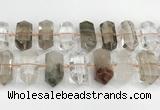 CNG8911 10*25mm - 15*30mm faceted nuggets phantom quartz beads