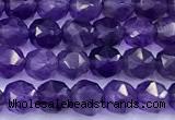 CNG9109 15 inches 4mm faceted nuggets amethyst beads