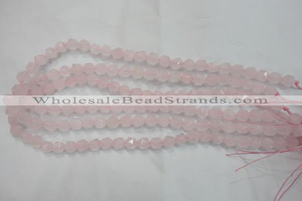 CNG919 15 inches 8mm faceted nuggets rose quartz beads