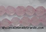 CNG921 15 inches 12mm faceted nuggets rose quartz beads