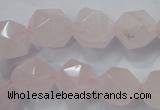 CNG922 15 inches 14mm faceted nuggets rose quartz beads