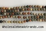 CNI376 15.5 inches 6mm round matte American picture jasper beads