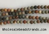 CNI377 15.5 inches 8mm round matte American picture jasper beads