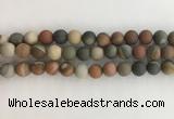 CNI378 15.5 inches 10mm round matte American picture jasper beads