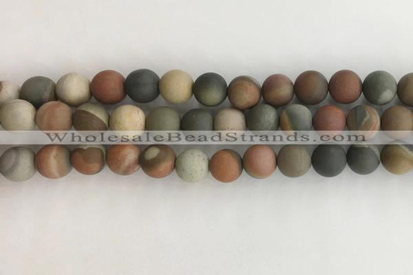 CNI378 15.5 inches 10mm round matte American picture jasper beads