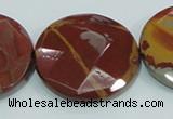 CNJ02 15.5 inches 40mm faceted coin natural noreena jasper beads