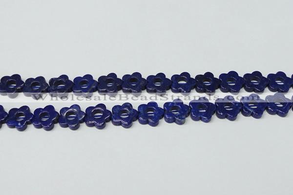 CNL1310 15.5 inches 16mm carved flower natural lapis lazuli beads