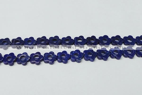 CNL1311 15.5 inches 18mm carved flower natural lapis lazuli beads