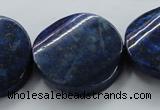 CNL698 15.5 inches 30mm twisted coin natural lapis lazuli beads