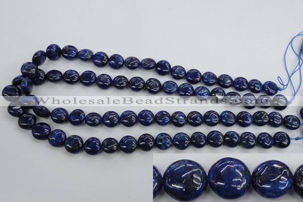 CNL924 15.5 inches 12mm flat round natural lapis lazuli gemstone beads