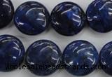 CNL926 15.5 inches 16mm flat round natural lapis lazuli gemstone beads