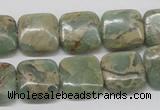 CNS16 16 inches 14*14mm square natural serpentine jasper beads