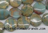 CNS161 15.5 inches 16mm flat round natural serpentine jasper beads