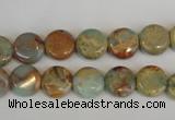 CNS189 15.5 inches 10mm flat round natural serpentine jasper beads