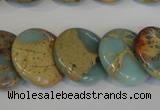 CNS192 15.5 inches 20mm flat round natural serpentine jasper beads