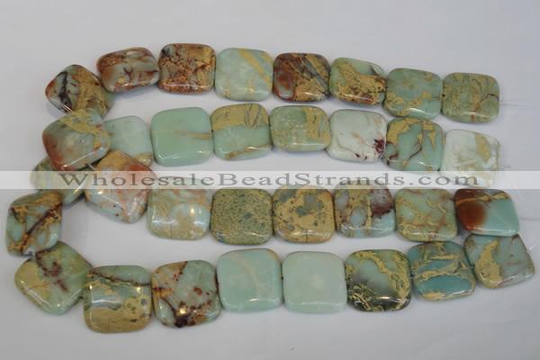 CNS195 15.5 inches 25*25mm square natural serpentine jasper beads