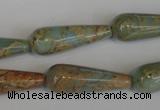 CNS201 15.5 inches 10*30mm teardrop natural serpentine jasper beads