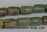 CNS205 15.5 inches 10*14mm drum natural serpentine jasper beads