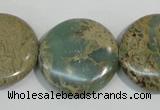 CNS234 15.5 inches 25mm flat round natural serpentine jasper beads