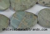 CNS262 20*30mm twisted & faceted rectangle natural serpentine jasper beads