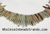 CNS355 Top drilled 5*15mm - 6*45mm sticks serpentine jasper beads