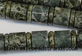 CNS418 15.5 inches 4*14mm rondelle & 12*14mm tube serpentine jasper beads