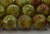 CNS605 15.5 inches 14mm round green dragon serpentine jasper beads