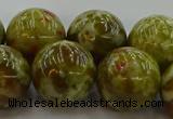 CNS608 15.5 inches 20mm round green dragon serpentine jasper beads