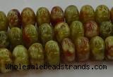 CNS612 15.5 inches 6*10mm rondelle green dragon serpentine jasper beads