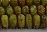 CNS614 15.5 inches 8*14mm rondelle green dragon serpentine jasper beads