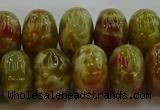 CNS615 15.5 inches 10*16mm rondelle green dragon serpentine jasper beads