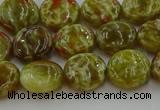 CNS622 15.5 inches 10mm flat round green dragon serpentine jasper beads