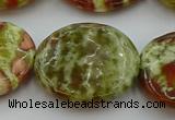 CNS630 15.5 inches 40mm flat round green dragon serpentine jasper beads