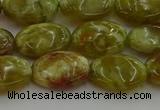 CNS632 15.5 inches 12*16mm oval green dragon serpentine jasper beads